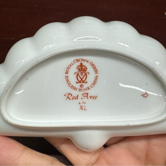 Royal Crown Derby English Bone China Red Aves Trinket Dish - Picture 9 of 13